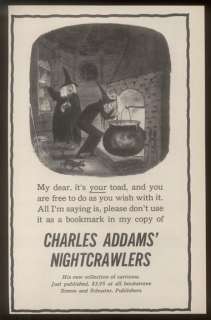 1957 Charles Addams witch & cauldron cartoon Nightcrawlers book promo 