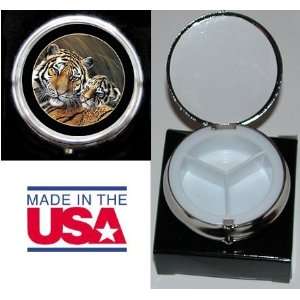  White Tiger and Cub Pill Box with Pouch and Gift Box 