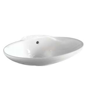   Oval Vitreous China Vessel Above Counter Vessel with Overflow, White