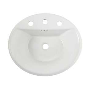   Oval Everclean Surface Countertop Sink, 8 Inch Faucet Holes, White