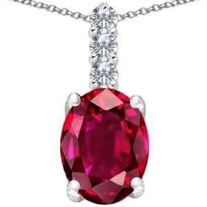  CandyGem 14k White Gold Lab Created Oval Ruby and Genuine 