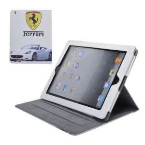 White Leather Cases Cover Pouch with Famous Car Brand Design for iPad 