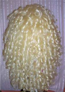 Drag Queen Wig Teased Big Long Lt. Blond Tons of Curls  