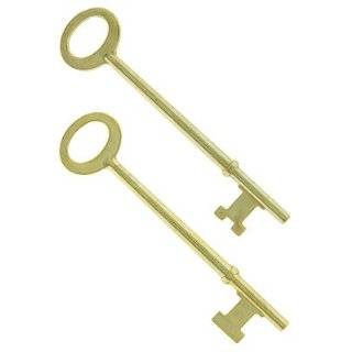 Pair of Brass Plated Skeleton Door Keys With Different Notched Bits