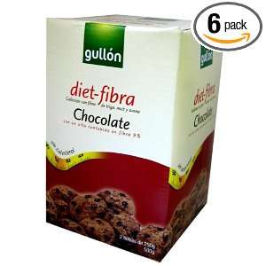 Gullon Diet Fibra Choco Cookies, 17.64 Ounce Boxes (Pack of 6)  
