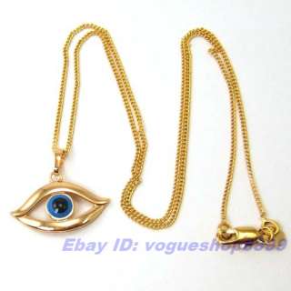 MYSTERIOUS 18K GOLD GP EVIL EYE PENDANT 18 NECKLACE SOLID FILL GEP 