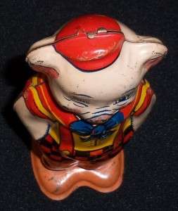 Vintage J Chein Toy Co Shuffling Winking Pig Wind Up Litho Tin Toy 