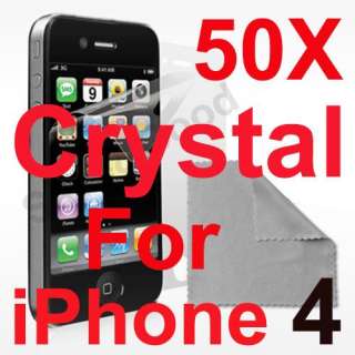 50pcs crystal clear screen protector for apple iphone 4 4g