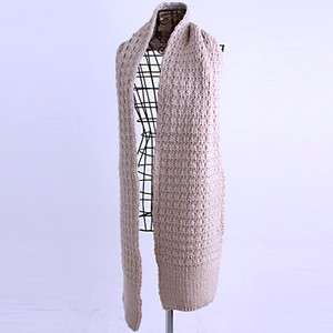 New Best Adorable Beige Wool Blends 4x2 Rib Knitted Sweater, Muffler 