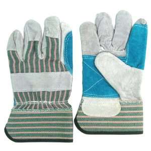  Suede Leather Work Gloves Blue and Green
