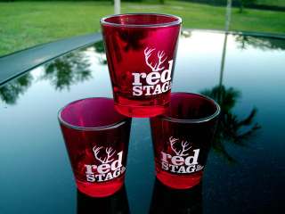 SET OF THREE (3) RED STAG by JIM BEAM SINCE 1795 DRINK SMART RED 