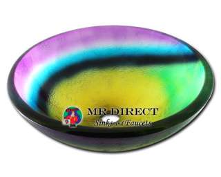 Rainbow Colored Glass Bowl Vessel Bathroom Vanity Sink  