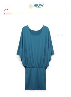 JLB5272 Korea Blue Off Shoulder Kimono Sleeve Dress  