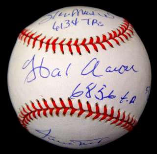 STAN MUSIAL, WILLIE MAYS & HANK AARON SIGNED AUTOGRAPHED BASEBALL JSA 