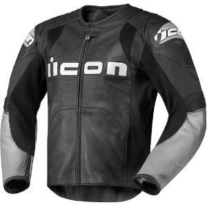 Icon Overlord Prime Mens Leather Sportsbike Motorcycle Jacket   Black 