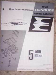 1968 Evinrude Outboard Parts Catalog 5 HP Angler Boat t  