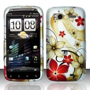 For HTC Sensation 4G (T Mobile) Red Flowers Hard Cover 