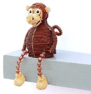 Brown Monkey Wire & Glass Beaded Mini Sculpture Beadworx NEW  