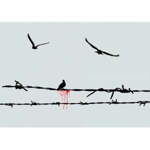  Removable Wall Decals  Bird bleeding on a wire