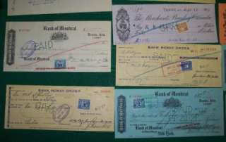 Canada 28 Old Cheques with Excise Stamps/War Tax  