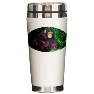  Piggyback Chimp Animals Ceramic Travel Mug by  