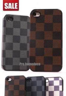 Brown Deluxe Leather Hard Case Cover for iPhone 4S 4G Free Protector 