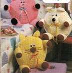 Animal Pillows Bear+Pig+Cat Crochet Pattern VERY CUTE  