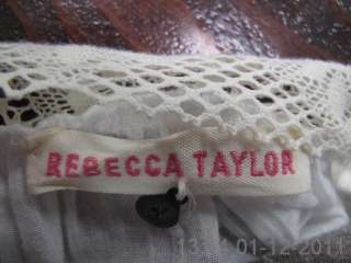 Rebecca Taylor White Long Sleeve Ivory Crochet V Neck Blouse 4  