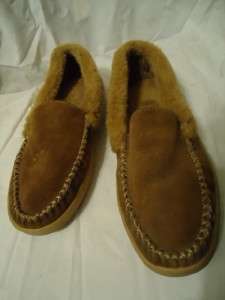 WOMENS SIZE 7M BROWN LEATHER HUSH PUPPIES MOCCASIN SLIPPERS SHOES (153 
