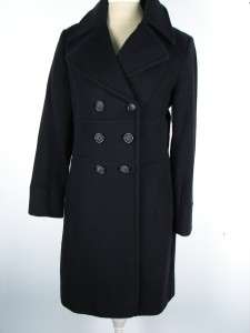   Via Spiga Womens Black Wool Blend Double Breasted Dress Coat Size 10