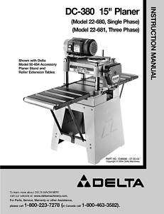 Delta Planer Instruction Manual 22 680   22 681 DC 380  