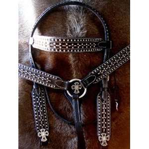 BRIDLE BREAST COLLAR WESTERN LEATHER HEADSTALL WITH BLACK 
