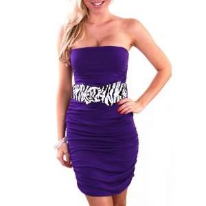  Purple Zebra Belt Strapless Mini Dress   L Everything 