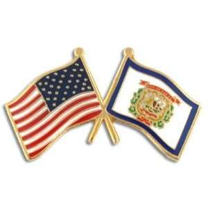  West Virginia & USA Crossed Flag Pin Jewelry