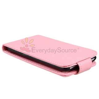 Pink PREMIUM LEATHER HARD CASE COVER+LCD Film FOR APPLE IPOD TOUCH 4G 