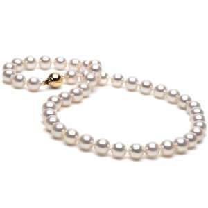  White Akoya Pearl Necklace, White Gold, AA+ Quality 