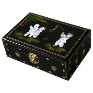  EXP Handmade Mother Of Pearl & Black Lacquer Jewelry Box 