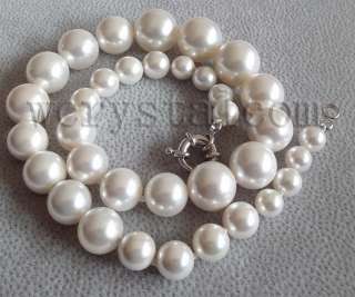 graduated mother of pearl necklace white south sea shel  