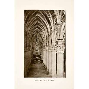 1906 Print Interior Nave Duomo Cathedral Milan Architecture Historic 