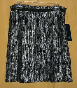   black white pleated ruffle waist lined dress dknee skirt side zip $99