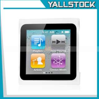 White Silicone Skin Case + Flim for iPod Nano 6 6th Gen  