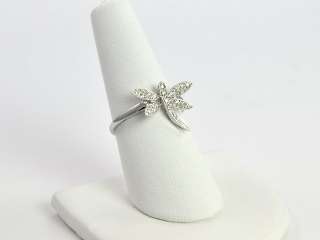  White Gold Ring with Large Dragonfly with Diamond Accents Dragon Fly 