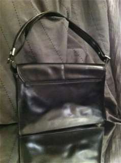 Womens J Crew Handbags Glazed Leather Black Purse Shoulder Bag Clutch 