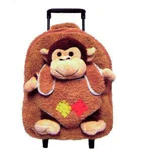  Monkey Best Buddy Kids Backpack with Removable Plush Animal and Roller