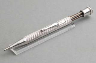 Vintage solid silver mechanical pencil deep pattern  