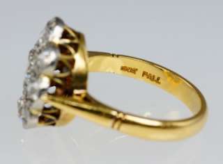Vintage Old mine cut 1.5ct Diamond cluster ring 18ct gold & palladium 