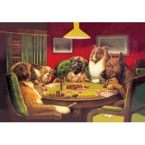  Dog Poker   Is the St. Bernard Bluffing? 24X36 Giclee 