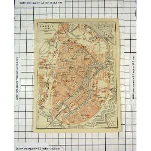   Antique Map Germany Street Plan Danzig Wetchsel River