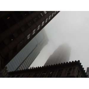  Skyscrapers in New York City on a Foggy Day Stretched 