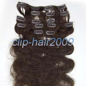 pcs Wavy Human Hair Clips On In Extensions #04   